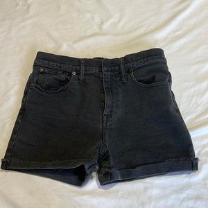 Madewell black high rise denim shorts